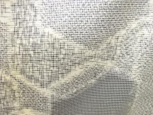 アンティーク　亀甲に草花模様織出し本場村山大島紬着物